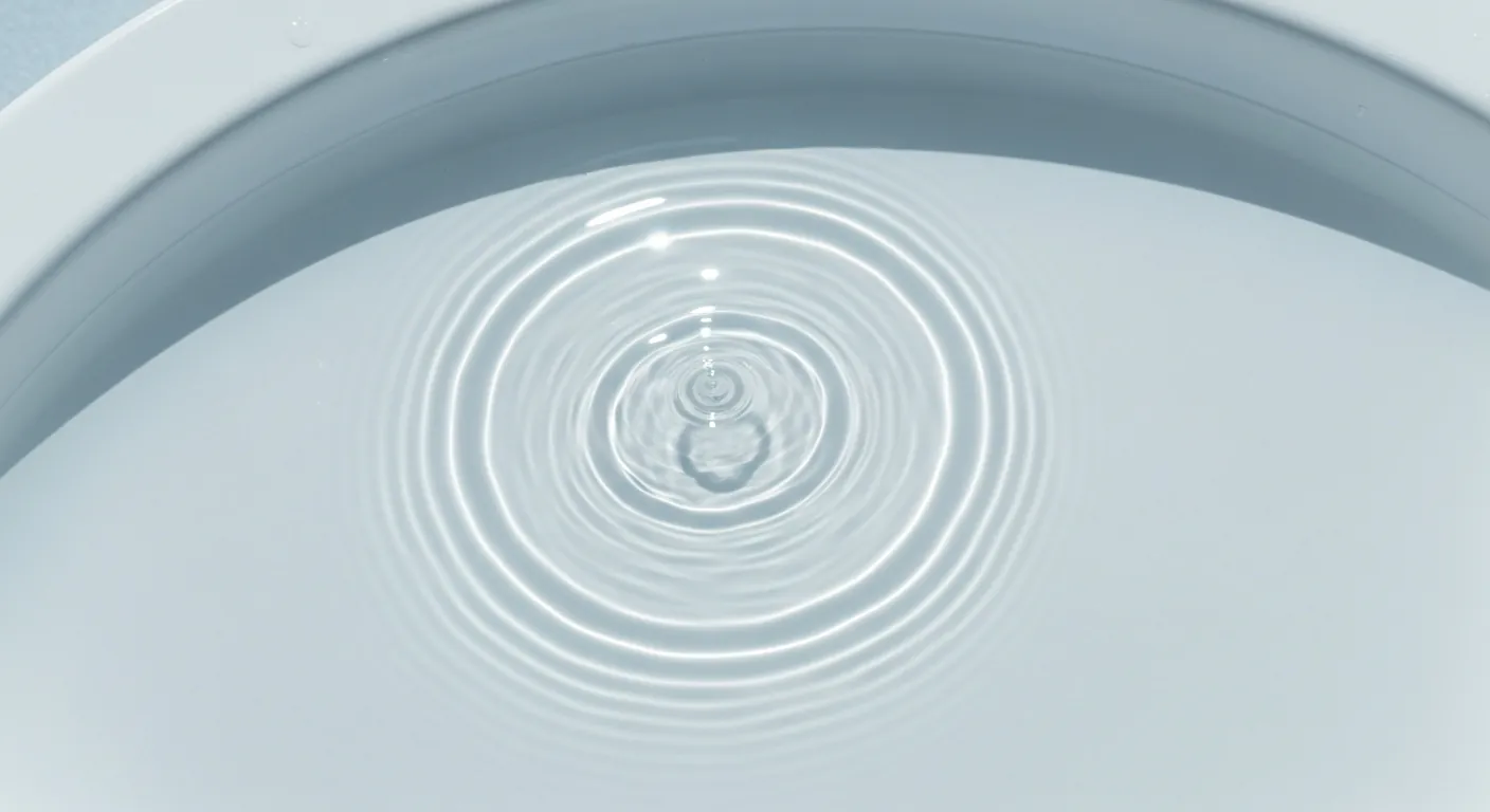 白い器に張った水の面に、中心からひとつだけ広がる波紋